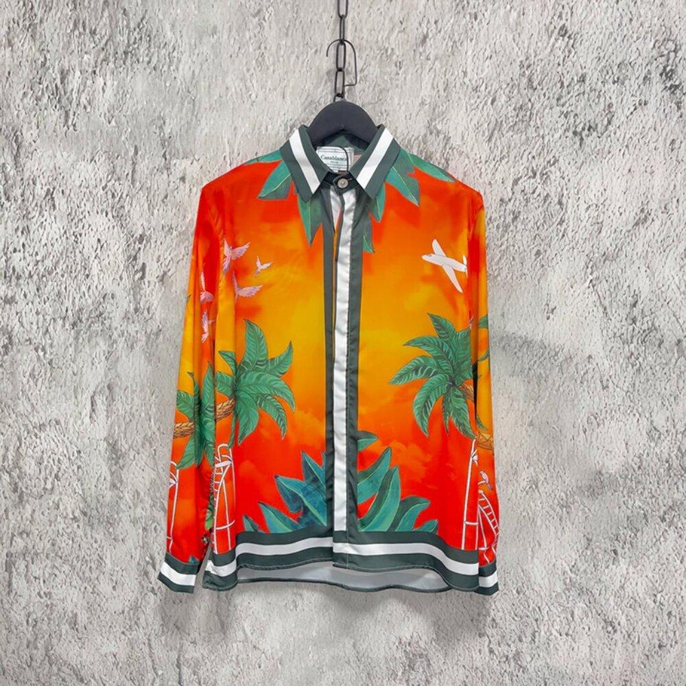 Casablanca Tropical Print Silk Shirt